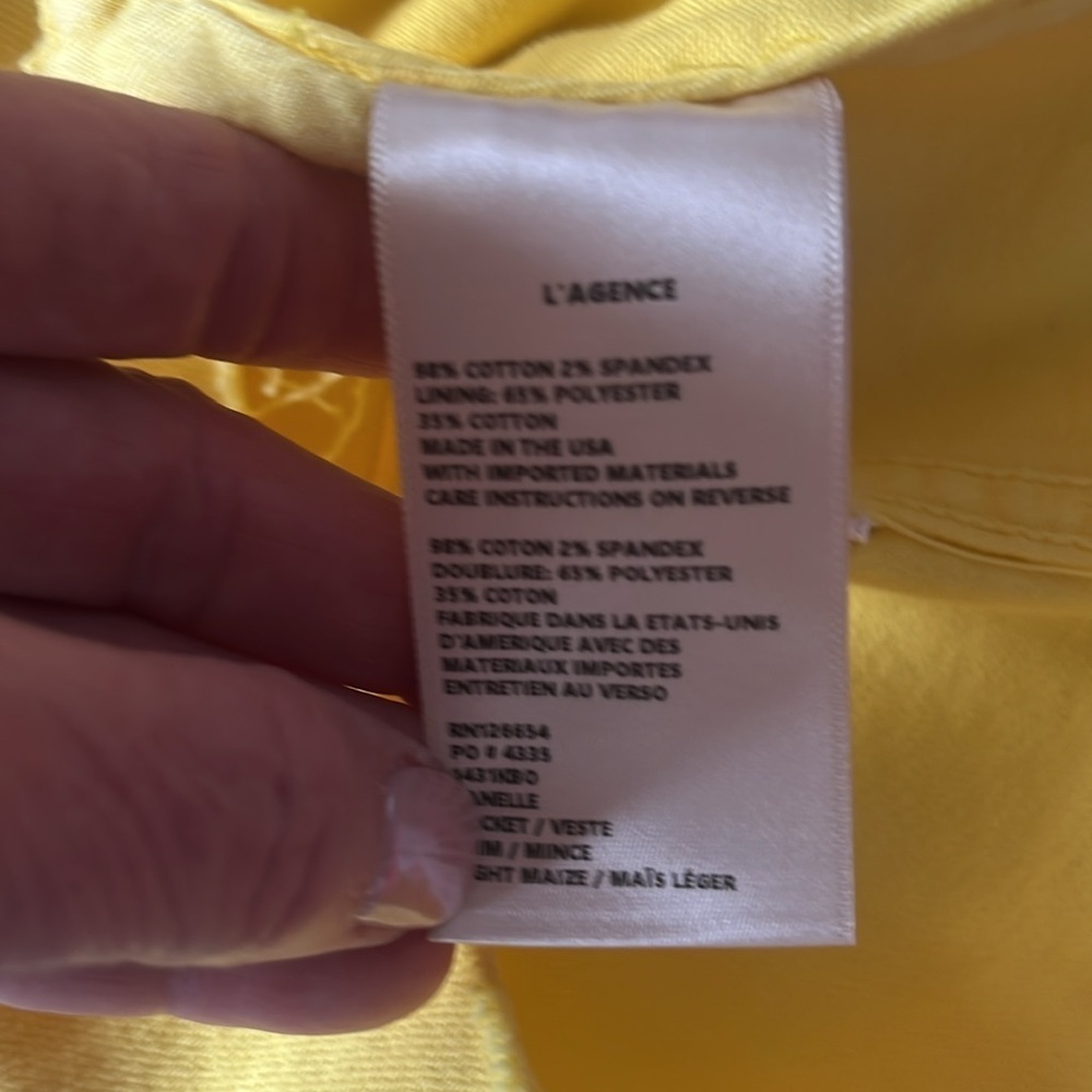 L'AGENCE Buttercup Yellow Jean Jacket Size Small - Picture 12 of 14